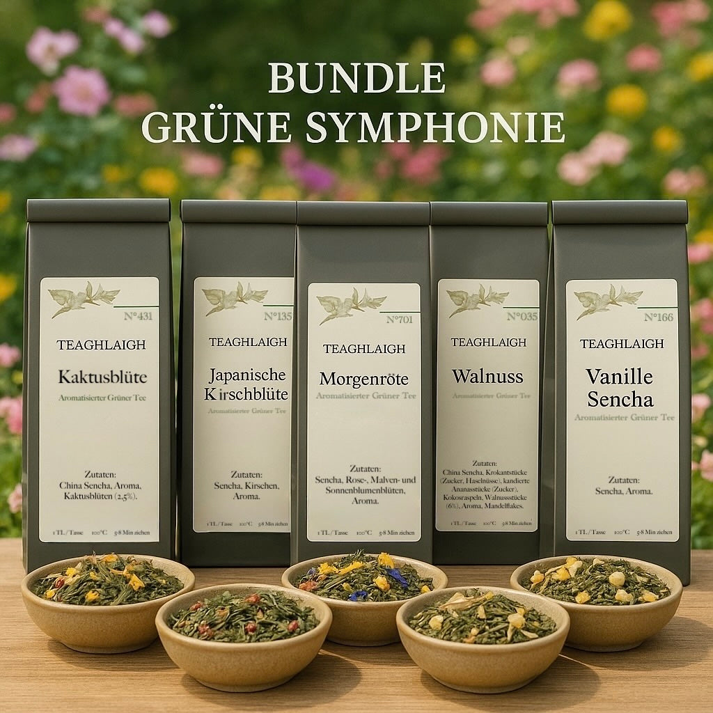 Bundle Grüne Symphonie – Fünf feine, aromatisierte Grüntees mit Charakter – 5 Sorten à 100 g