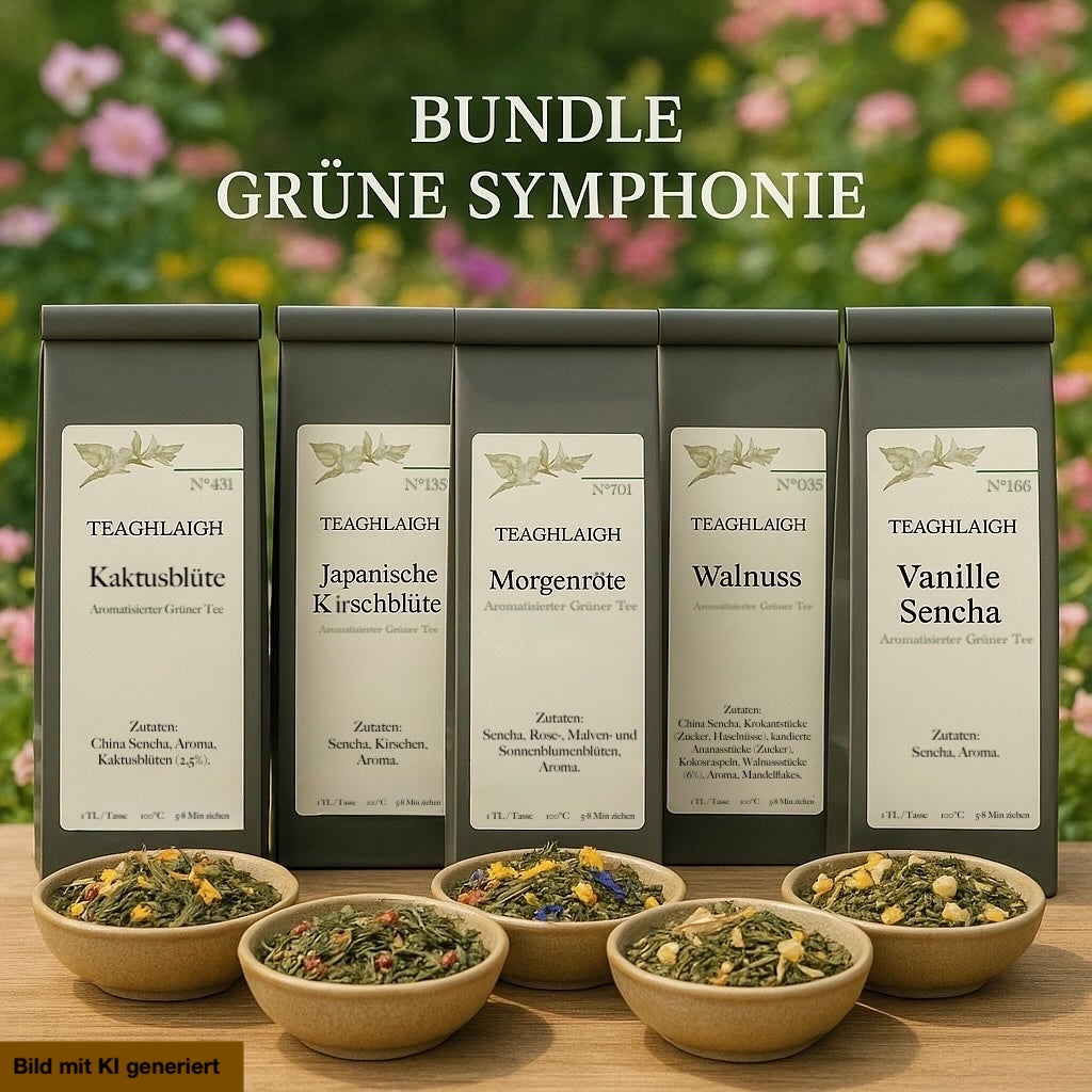 Bundle Grüne Symphonie – Fünf feine, aromatisierte Grüntees mit Charakter – 5 Sorten à 100 g