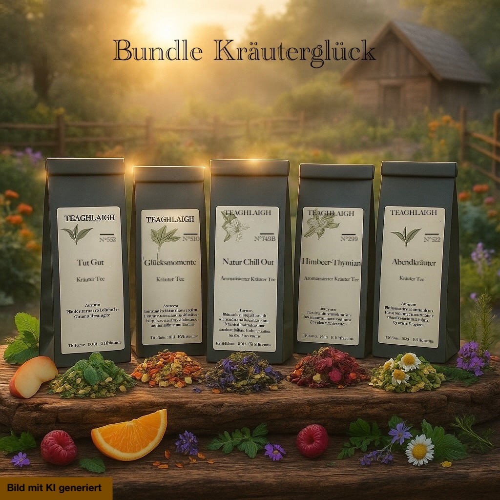 Bundle Kräuterglück – Ausgewogene Kräuterteemischungen – 5 Sorten à 100 g