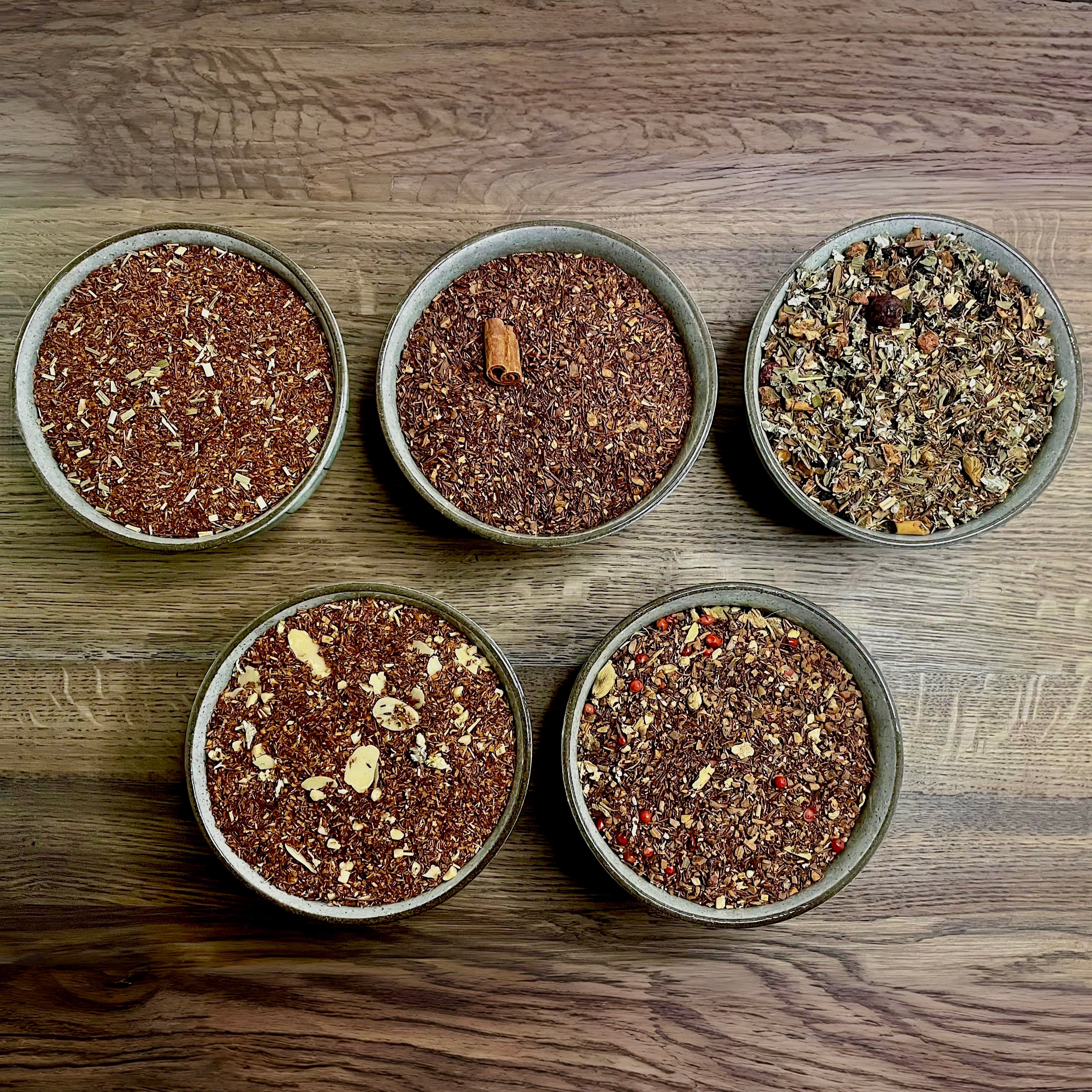 Bundle Abendgold – Fünf sanfte Rooibostees zum Runterkommen – 5 Sorten à 100 g